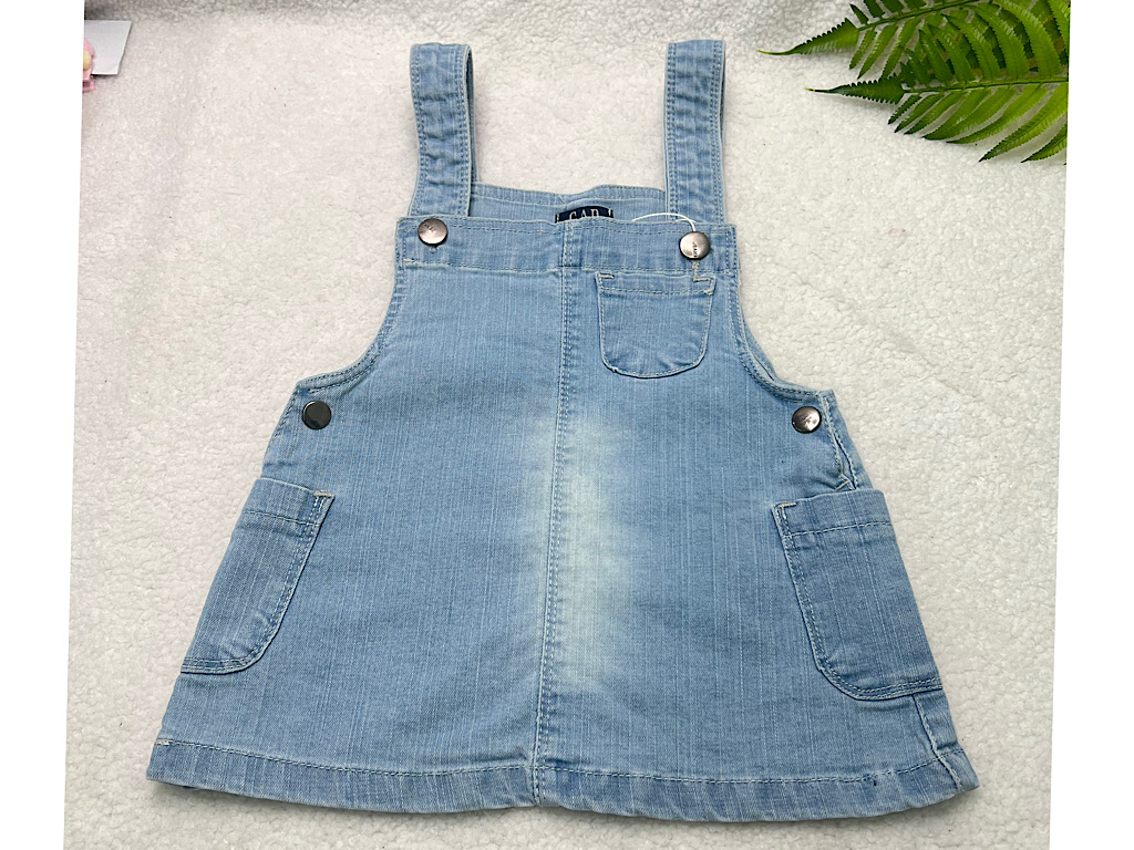 سارافون جین پیشبندی آبی روشن  دخترانه نوزاد و کودک   گپ