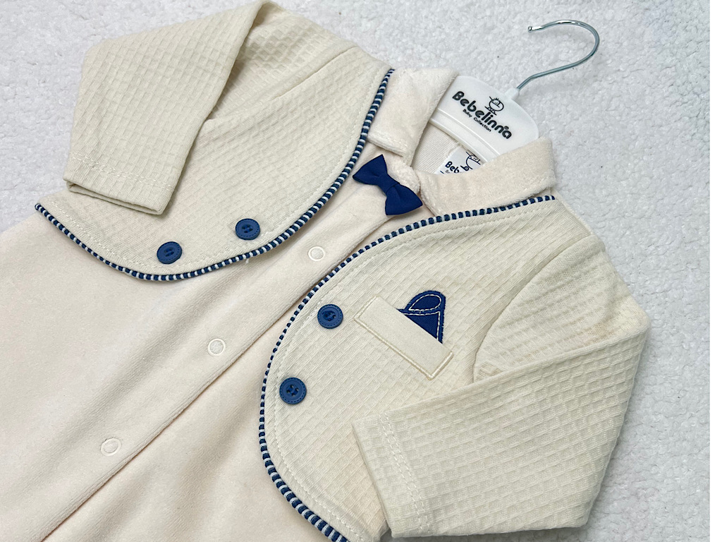 سرهمی جوراب و جلیقه دار مخملی نوزادی پسرانه بب لینا BEBELINNA