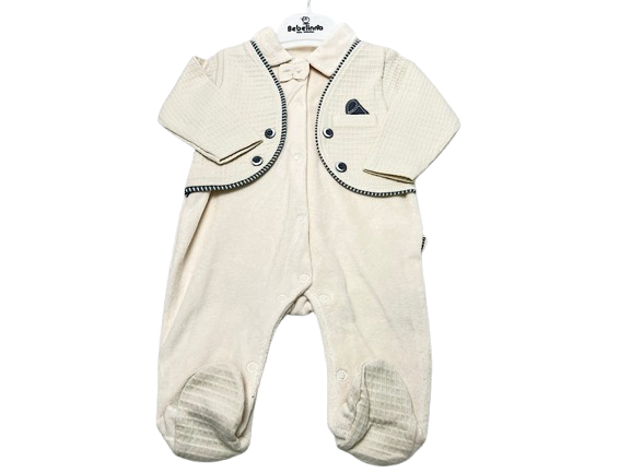 سرهمی جوراب و جلیقه دار مخملی نوزادی پسرانه بب لینا BEBELINNA