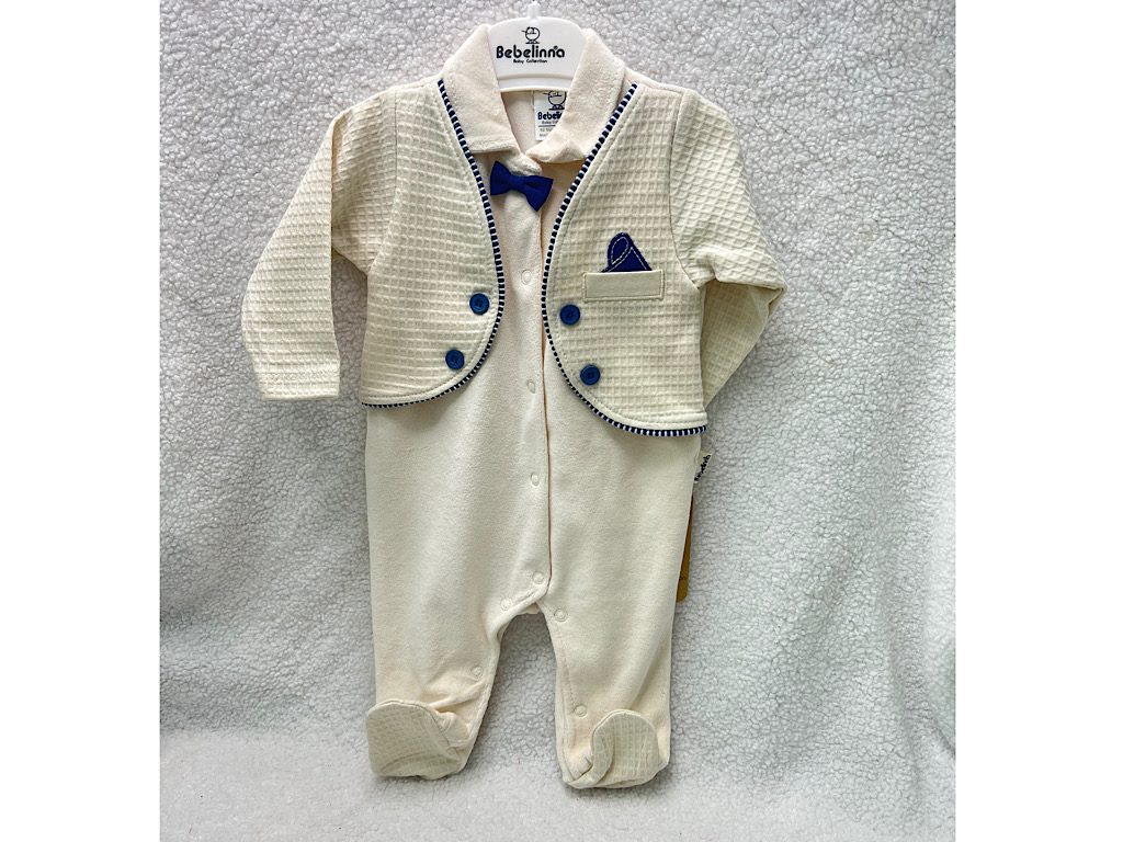 سرهمی جوراب و جلیقه دار مخملی نوزادی پسرانه بب لینا BEBELINNA