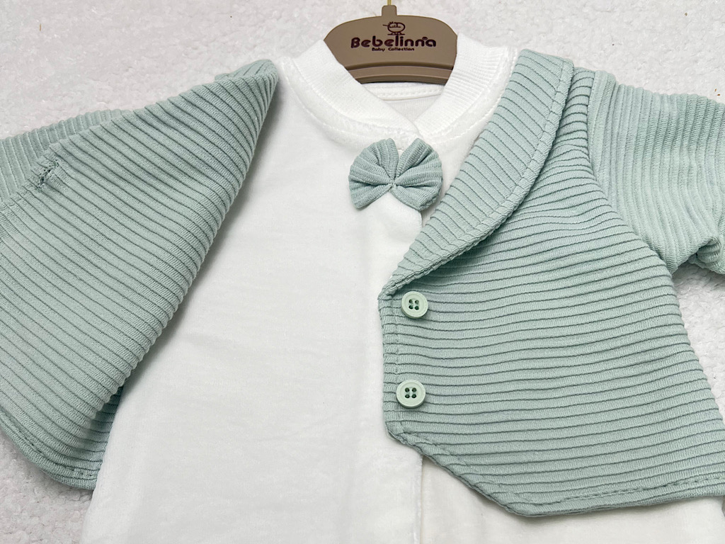 سرهمی جوراب و جلیقه دار مخملی نوزادی پسرانه بب لینا BEBELINNA