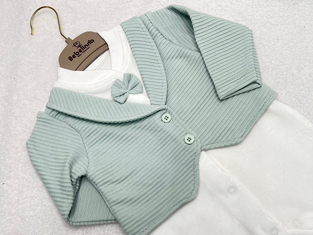 سرهمی جوراب و جلیقه دار مخملی نوزادی پسرانه بب لینا BEBELINNA