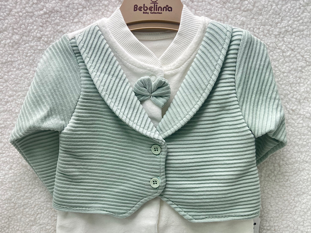 سرهمی جوراب و جلیقه دار مخملی نوزادی پسرانه بب لینا BEBELINNA