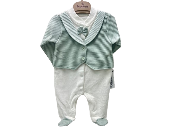 سرهمی جوراب و جلیقه دار مخملی نوزادی پسرانه بب لینا BEBELINNA