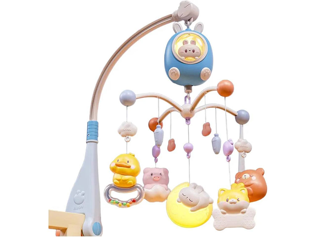 آویز تخت موزیکال و گردان نوزادی طرح خرگوش