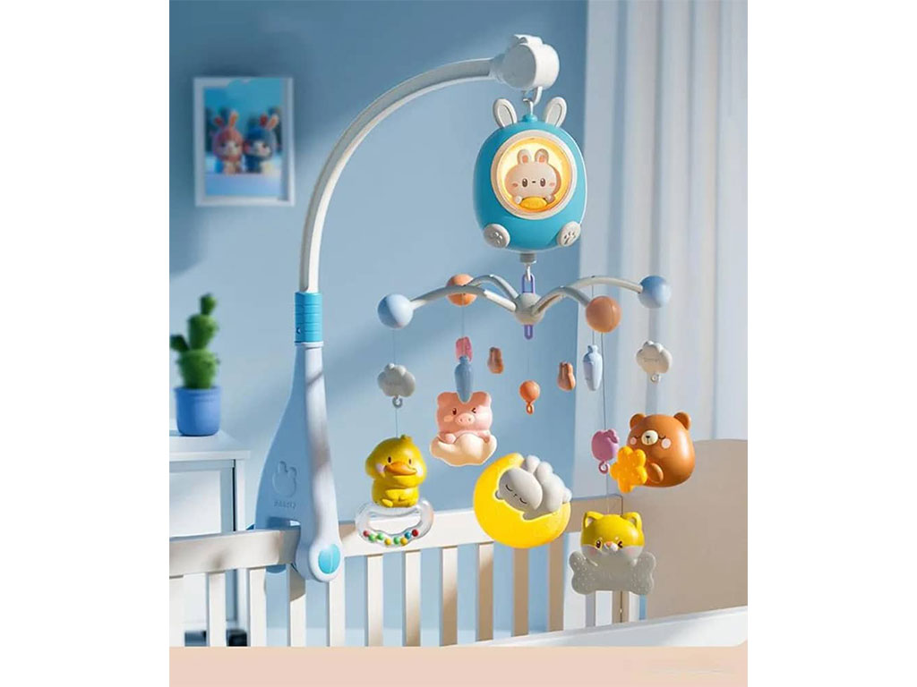 آویز تخت موزیکال و گردان نوزادی طرح خرگوش