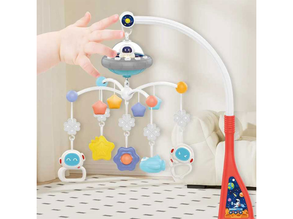 آویز تخت موزیکال و گردان چراغدار نوزادی طرح فضانورد هانگر huanger