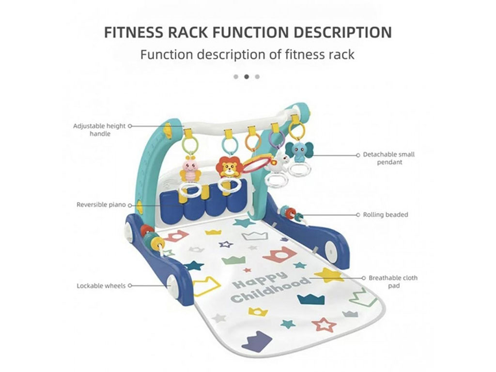 تشک بازی و واکر موزیکال نوزادی 2 در 1 طرح هپی هانگر huanger