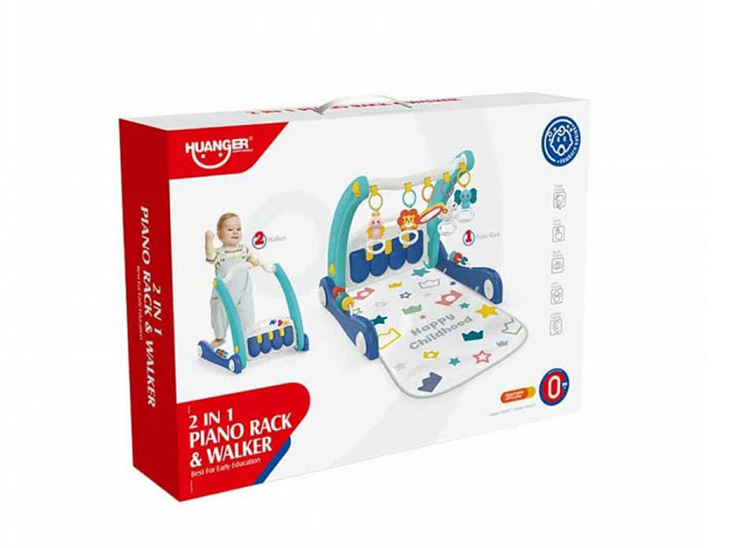تشک بازی و واکر موزیکال نوزادی 2 در 1 طرح هپی هانگر huanger