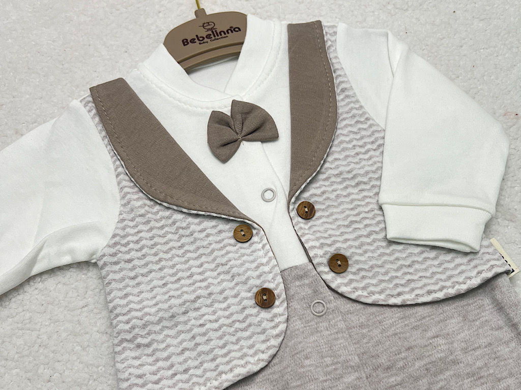 سرهمی جوراب و جلیقه دار نوزادی پسرانه بب لینا BEBELINNA