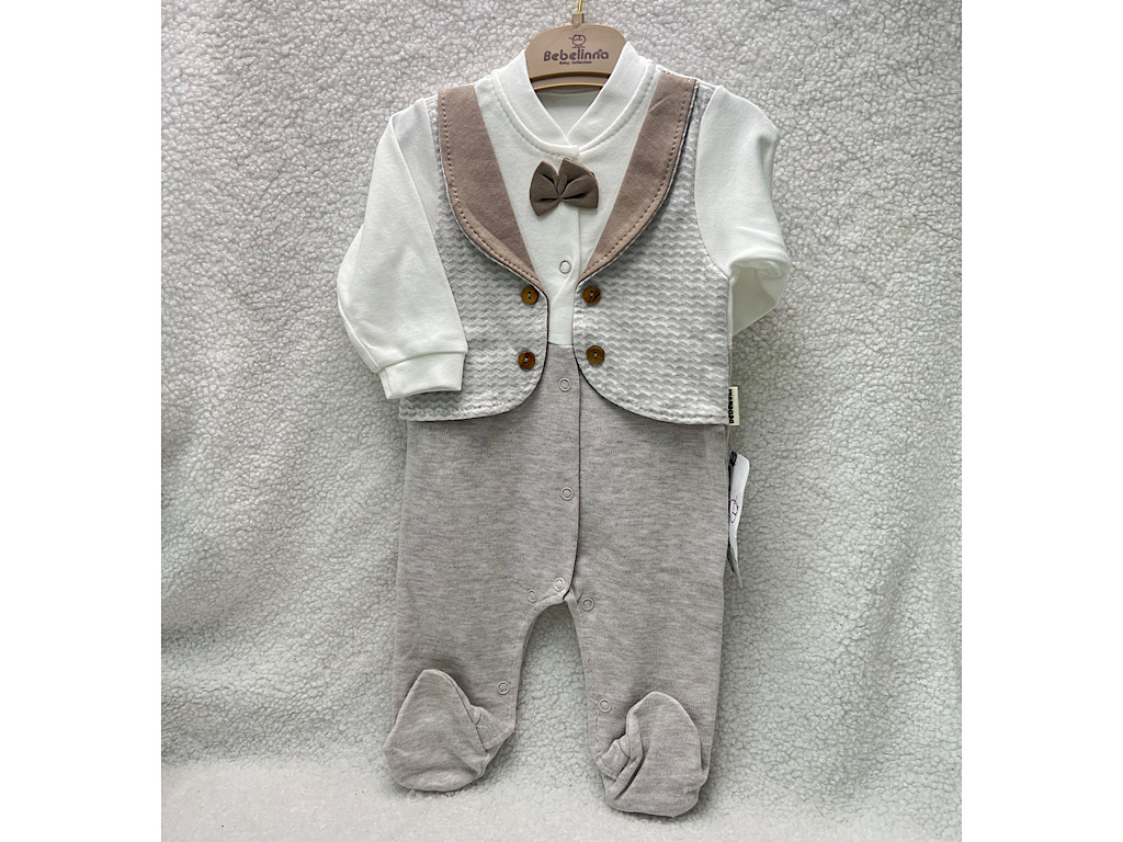 سرهمی جوراب و جلیقه دار نوزادی پسرانه بب لینا BEBELINNA