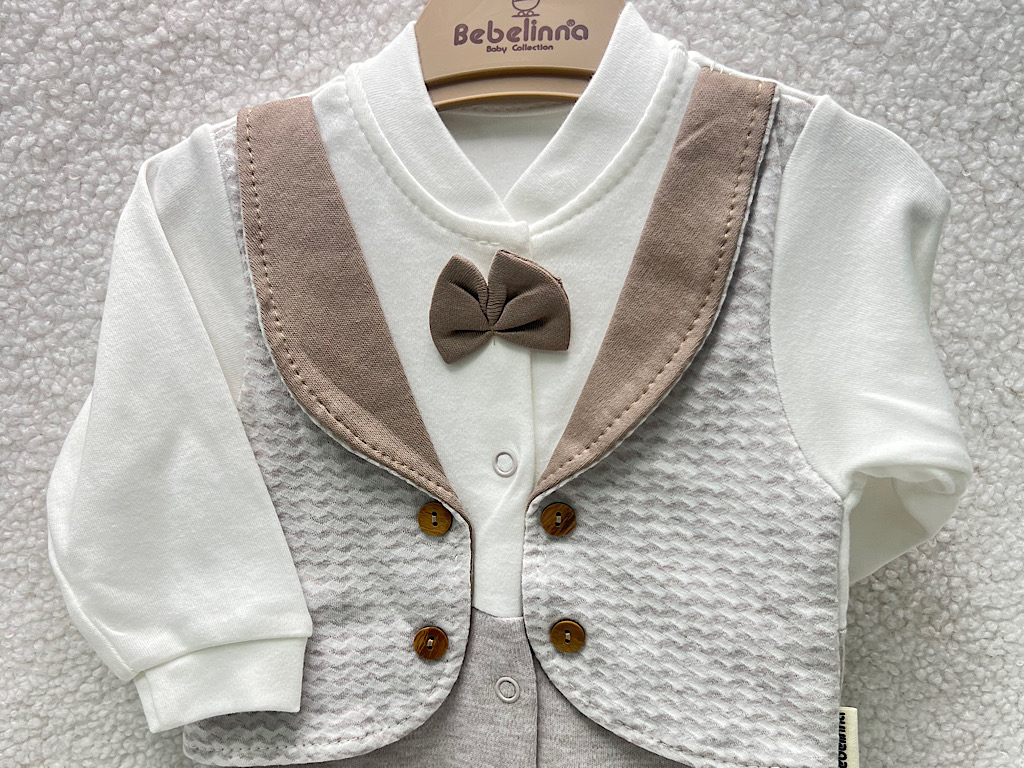 سرهمی جوراب و جلیقه دار نوزادی پسرانه بب لینا BEBELINNA
