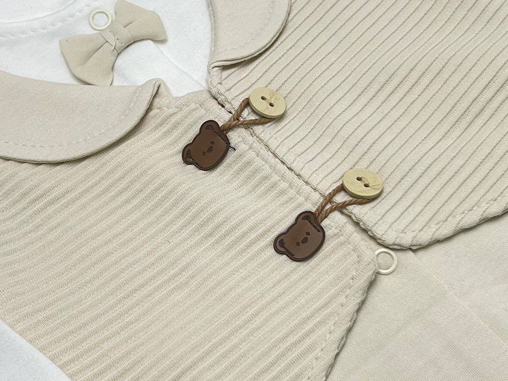 سرهمی جوراب و جلیقه دار نوزادی پسرانه طرح تدی بب لینا BEBELINNA