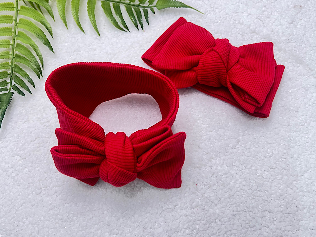 هدبند قرمز کبریتی  با پاپیون درشت