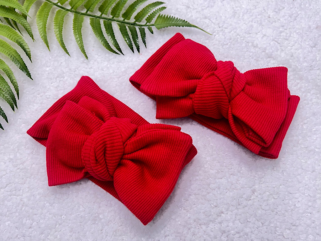 هدبند قرمز کبریتی  با پاپیون درشت