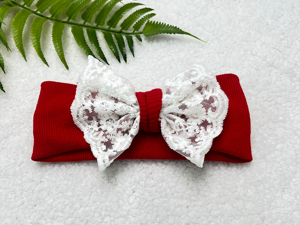 هدبند قرمز با پاپیون دانتل