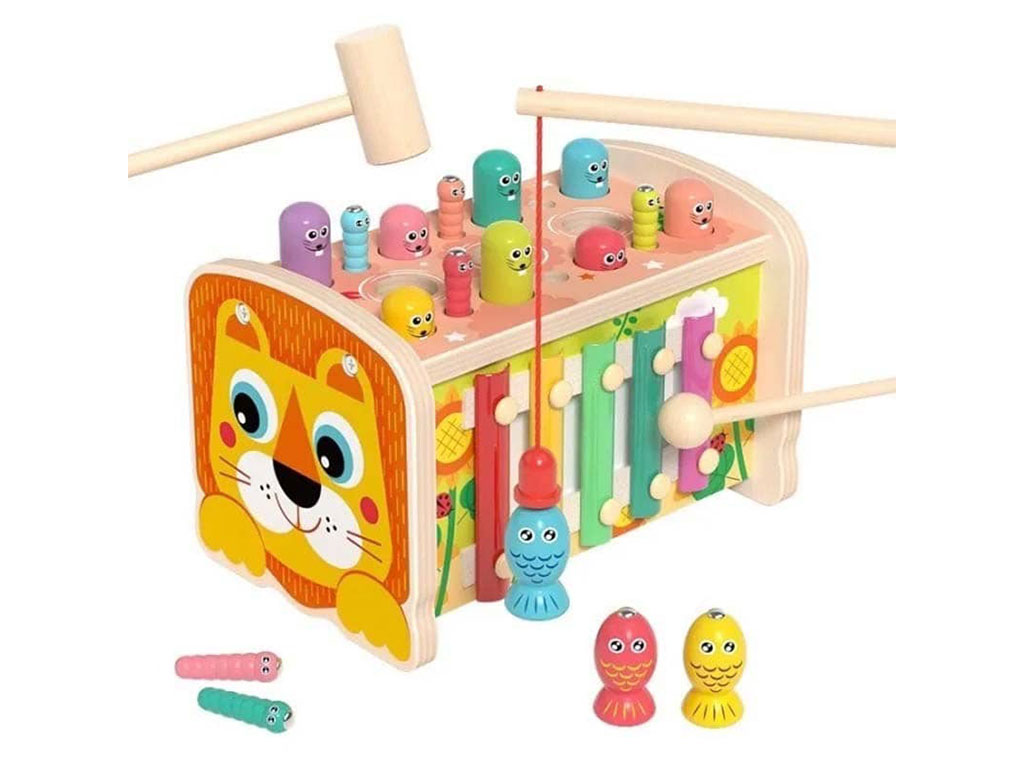 بازی چکشی و بلز و ماهیگیری 3 در 1 چوبی اسباب بازی