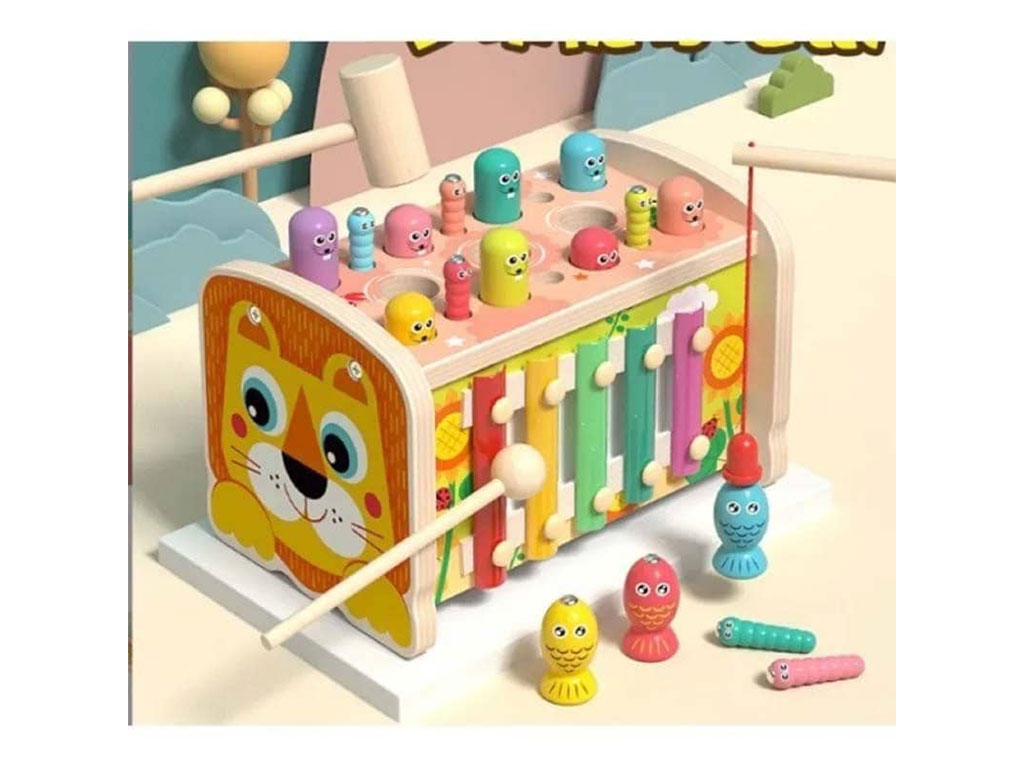 بازی چکشی و بلز و ماهیگیری 3 در 1 چوبی اسباب بازی