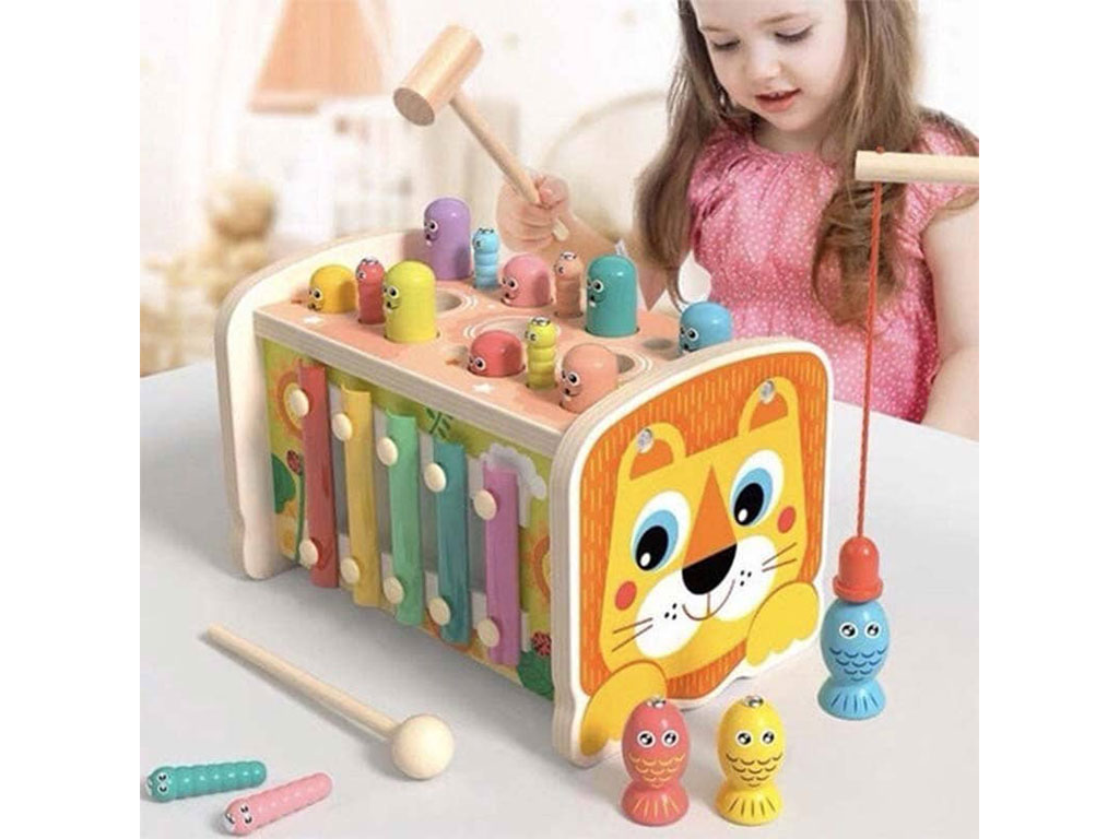 بازی چکشی و بلز و ماهیگیری 3 در 1 چوبی اسباب بازی