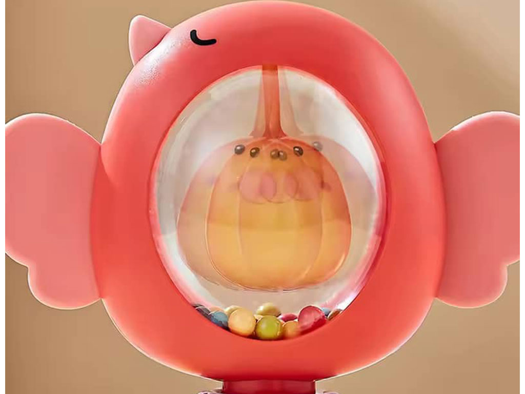 بیزی کیوب جغجغه ای چسبان دندانگیردار طرح پرنده