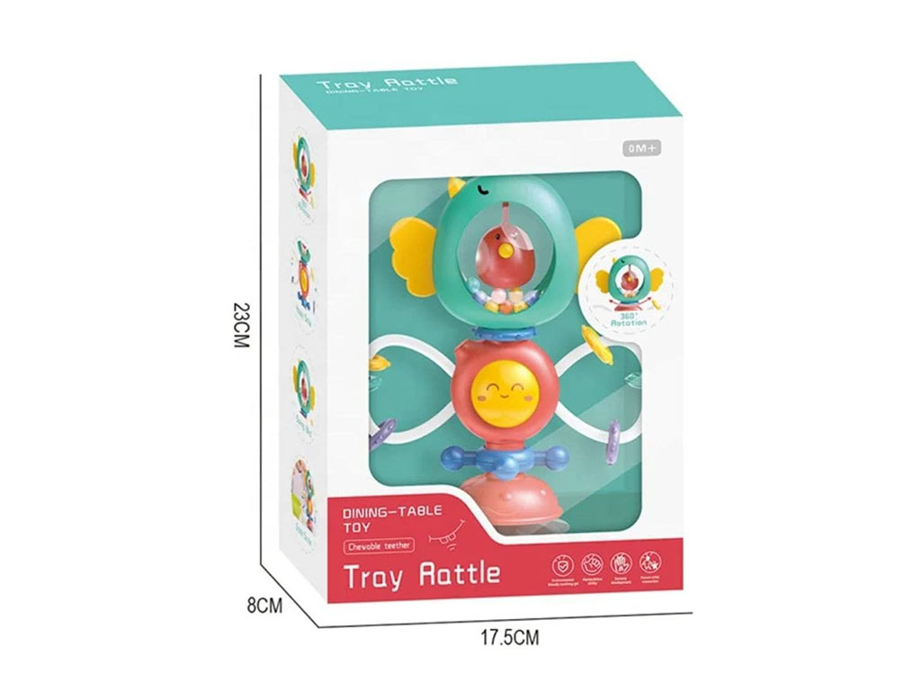 بیزی کیوب جغجغه ای چسبان دندانگیردار طرح پرنده