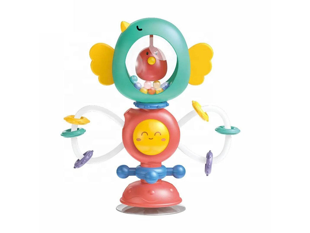 بیزی کیوب جغجغه ای چسبان دندانگیردار طرح پرنده