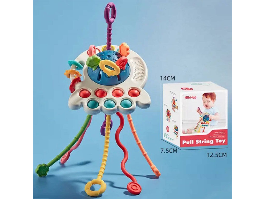 بیزی کیوب یا بیزی بال جغجغه ای دندانگیر و پاپت دار 4 در 1 اسباب بازی