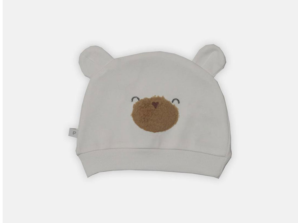 کلاه نخی نوزادی گوشدار طرح Lachin پاپو - سفید papo