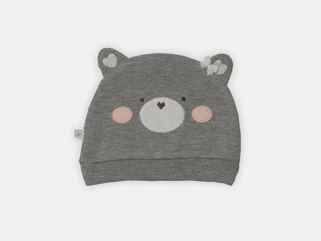 کلاه نخی نوزادی طرح Niusha پاپو -طوسی papo