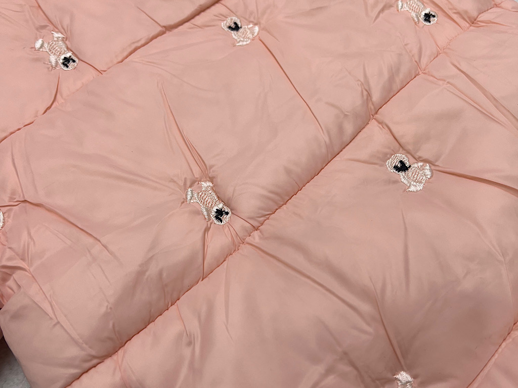 کاپشن سرهمی لاینردار و کلاه دار نوزادی صورتی رنگ با طرح گلدوزی