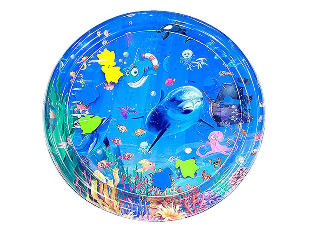 سفره آکواریومی (واتر مت) مدل دایره ای طرح حیوانات دریایی