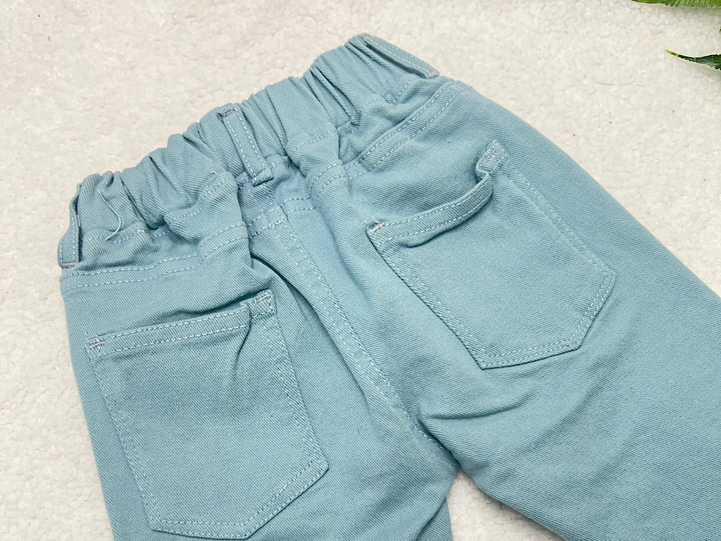 شلوار کتان زاپدار  کمرکش رنگ  آبی روشن  کندی candy