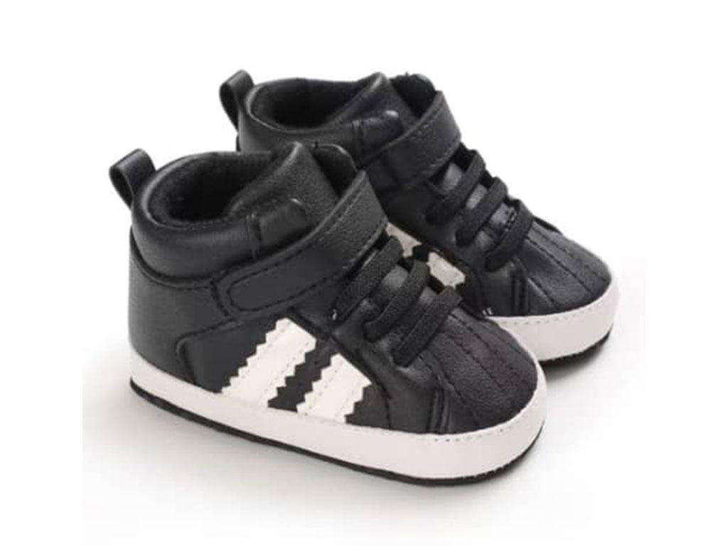 پاپوش نوزادی استپ دار مشکی دو خط