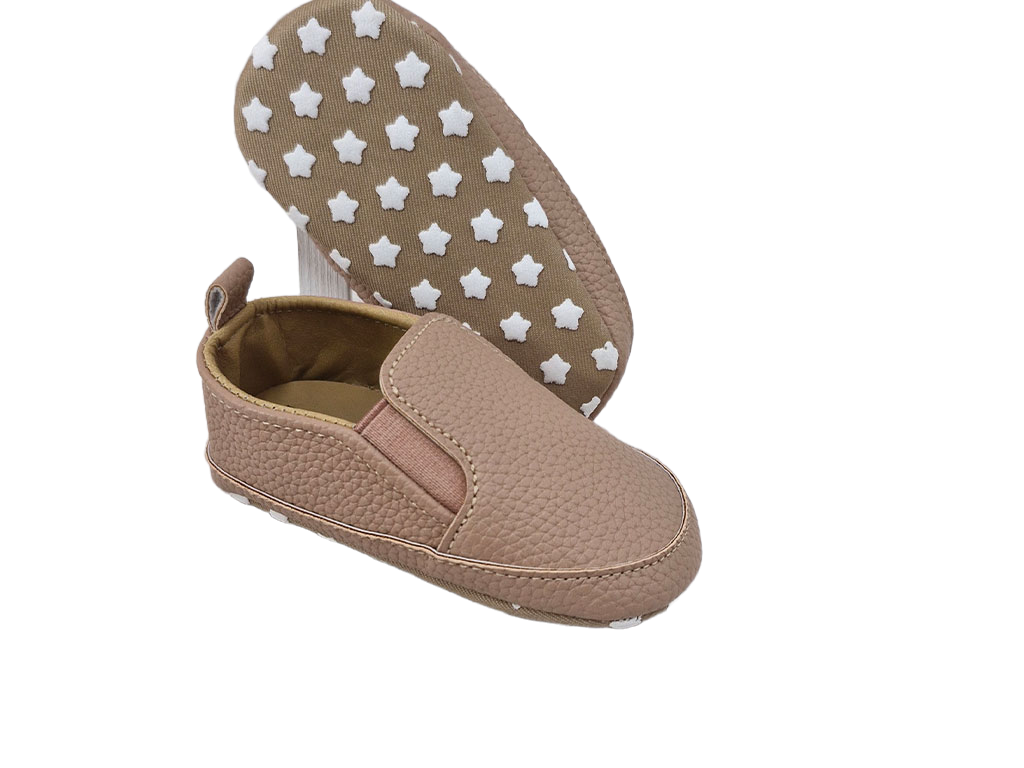 پاپوش استپ دار نوزادی طرح ونس  رنگ  نسکافه ای