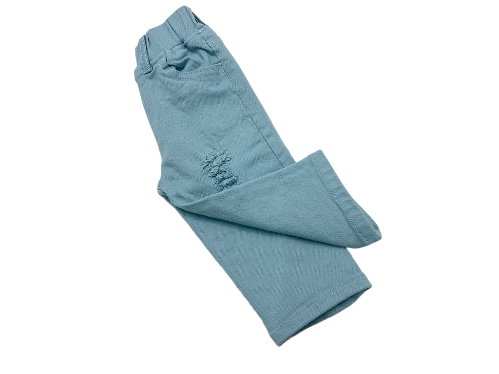 شلوار کتان زاپدار  کمرکش رنگ  آبی روشن  کندی candy