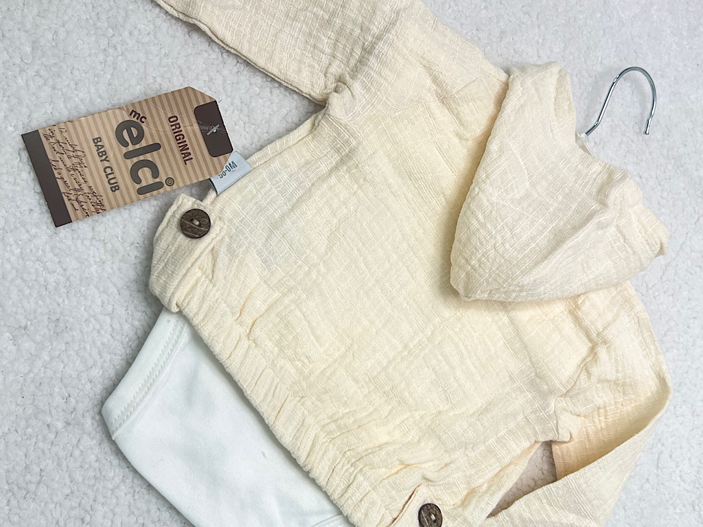 ست سه تکه نوزادی پسرانه  کتان نخ دارای گلدوزی ELCI