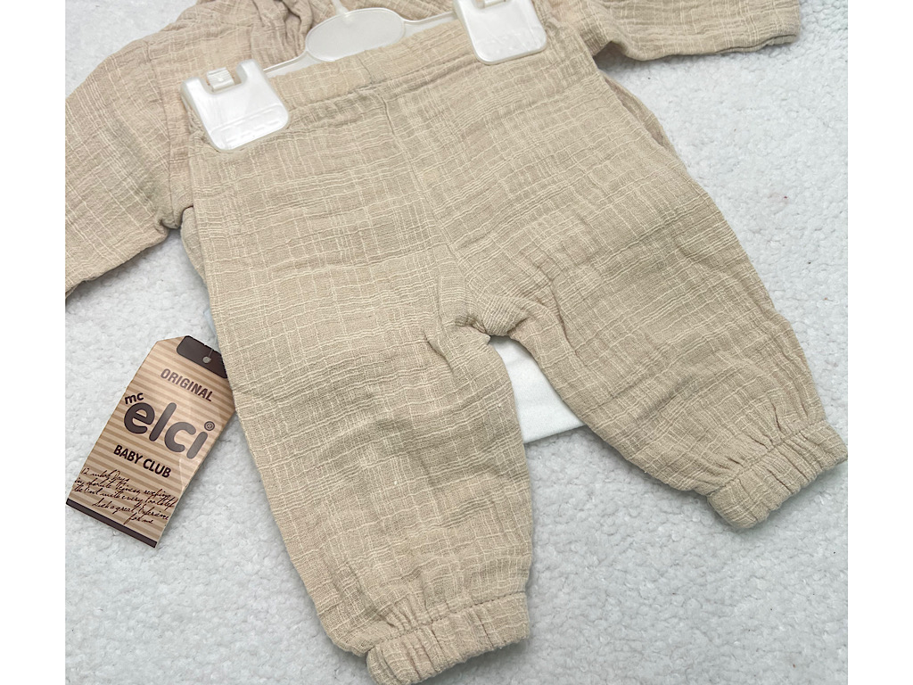 ست سه تکه نوزادی پسرانه  کتان نخ دارای گلدوزی ELCI