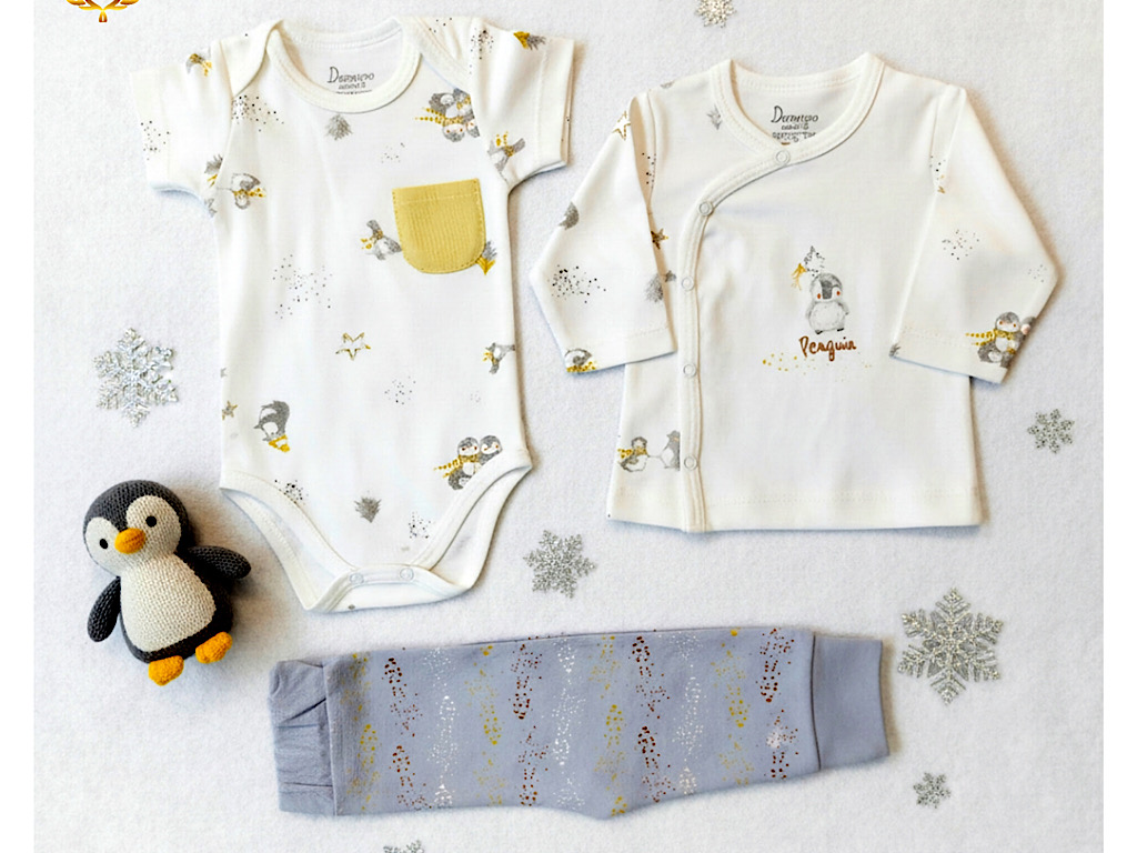 ست 3 تکه بیمارستانی نوزادی با طرح پنگوئن دانالو Danaloo