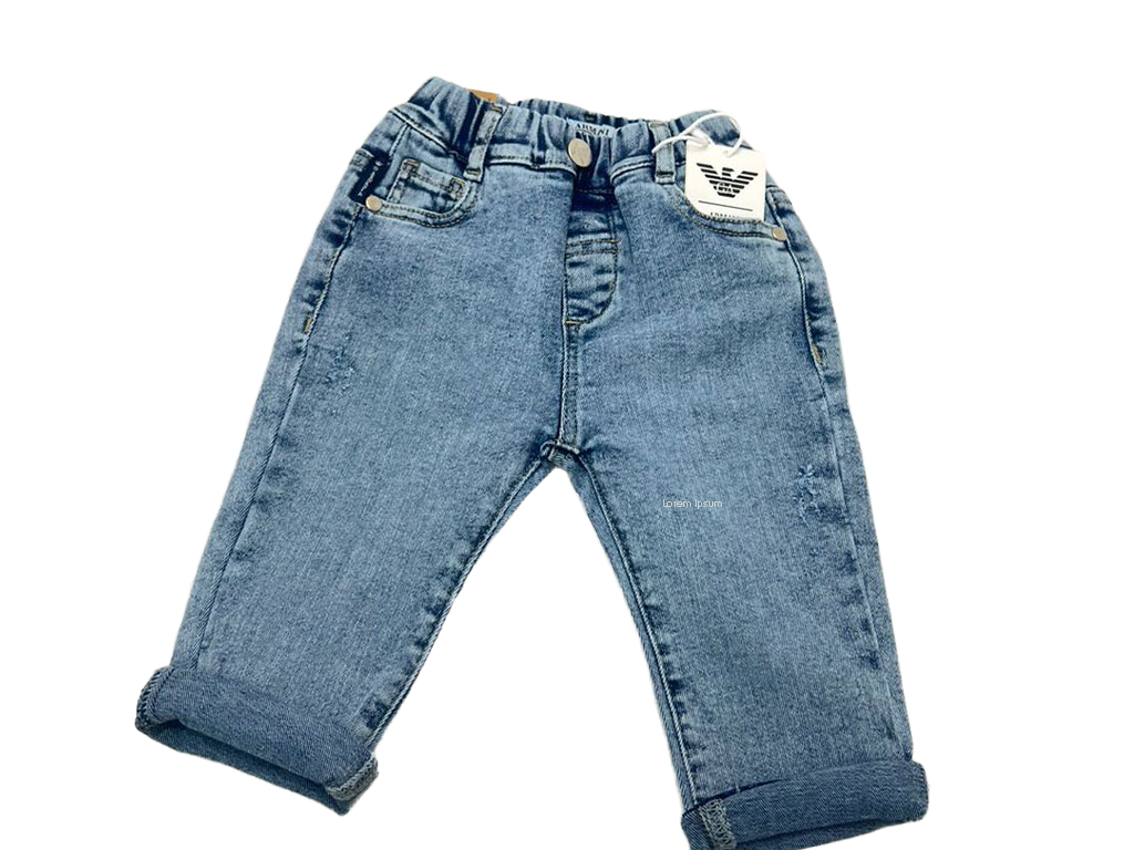 شلوار جین پسرانه مام استایل زاپ دار رنگ آبی روشن آرمانی بیبی armani baby
