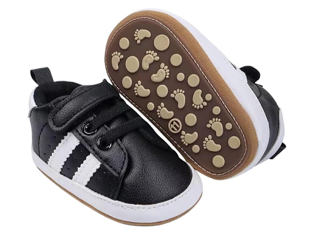 پاپوش نوزادی استپ دار مشکی دو خط