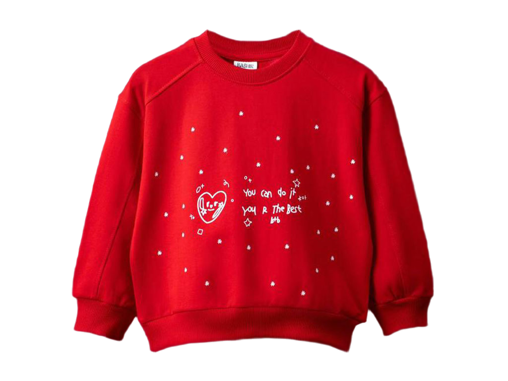 بلوز آستین بلند دورس قرمز رنگ طرح you can do it   بشیر Bashir