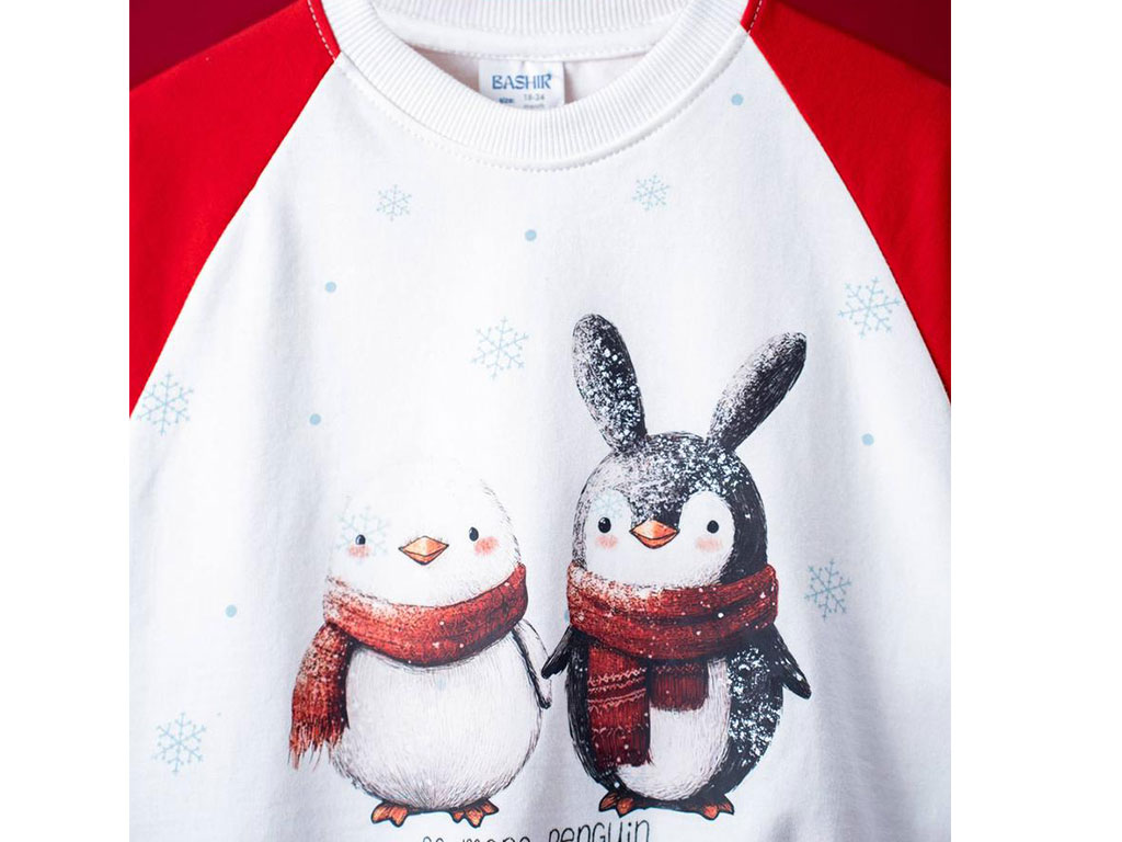 ست بلوز و شلوار دورس نوزاد و کودک طرح  پنگوئن  بشیر BASHIR