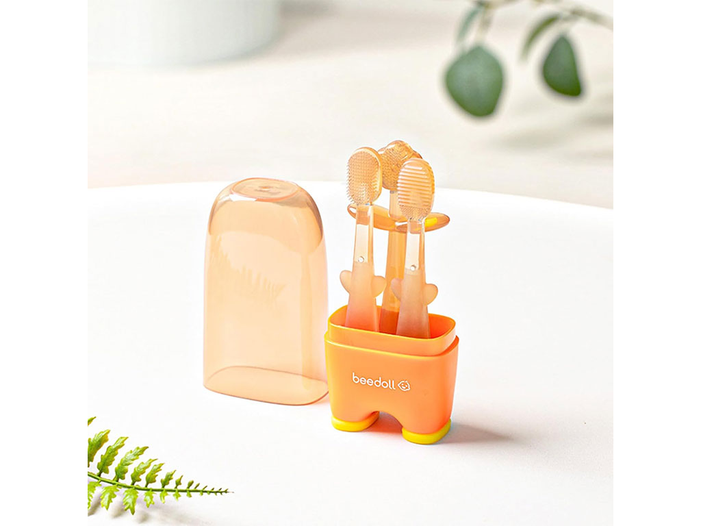 مسواک پا دار آموزشی 3 عددی طرح شاخه گل