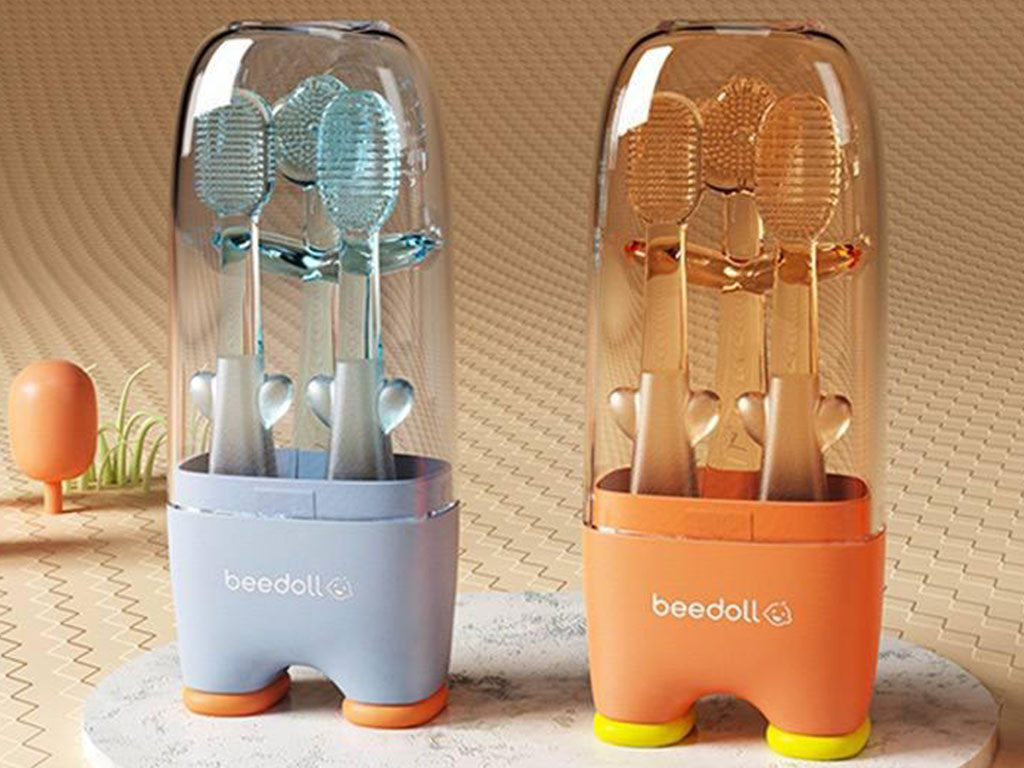 مسواک پا دار آموزشی 3 عددی طرح شاخه گل