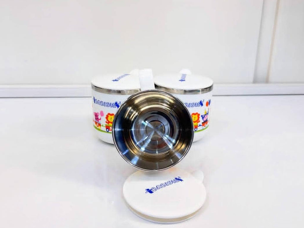 لیوان دسته دار داخل استیل حجم 260 میلی لیتر  baby safe