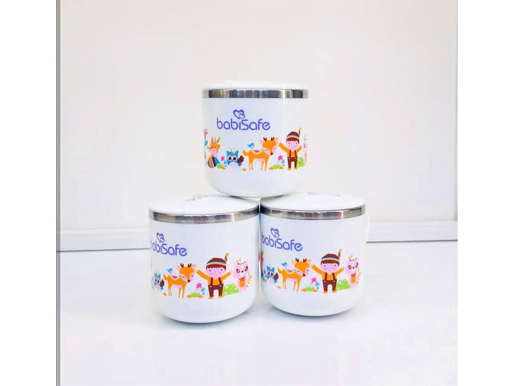 لیوان دسته دار داخل استیل حجم 260 میلی لیتر  baby safe