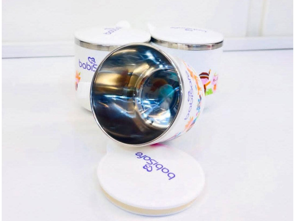 لیوان دسته دار داخل استیل حجم 260 میلی لیتر  baby safe