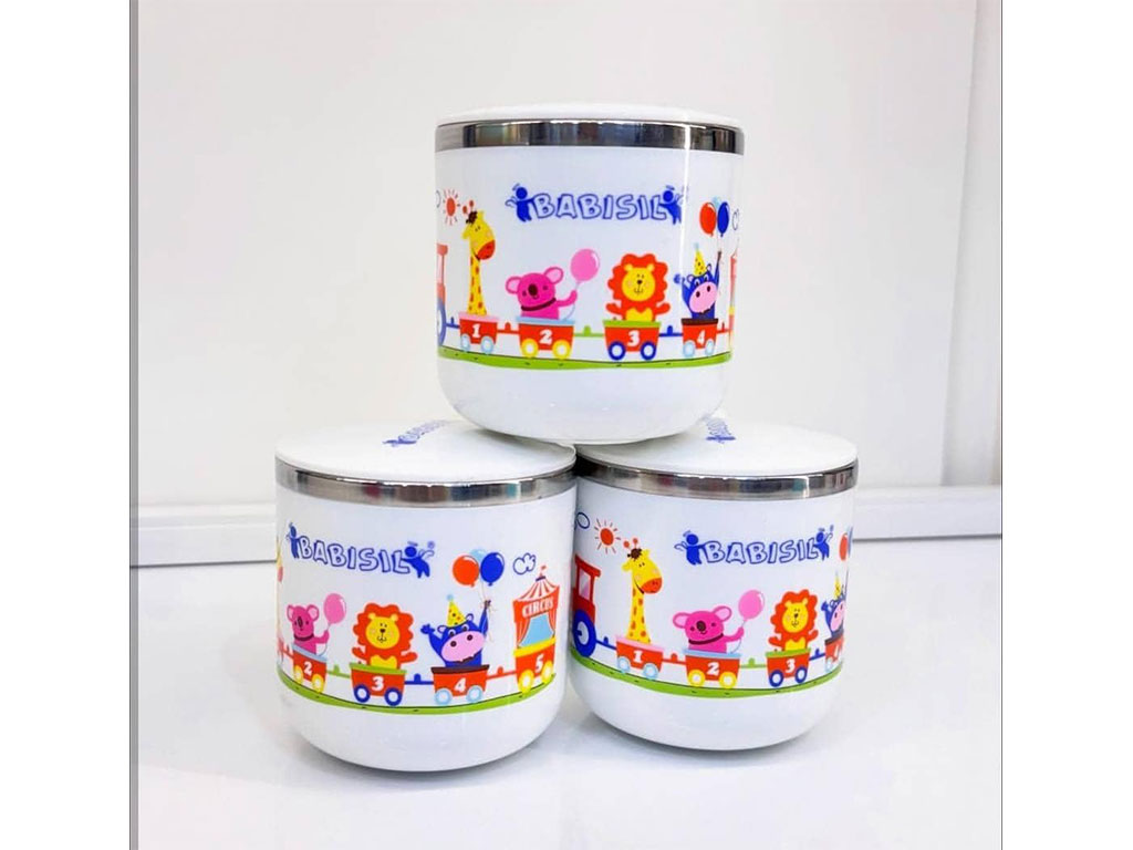 لیوان دسته دار داخل استیل حجم 260 میلی لیتر  baby safe