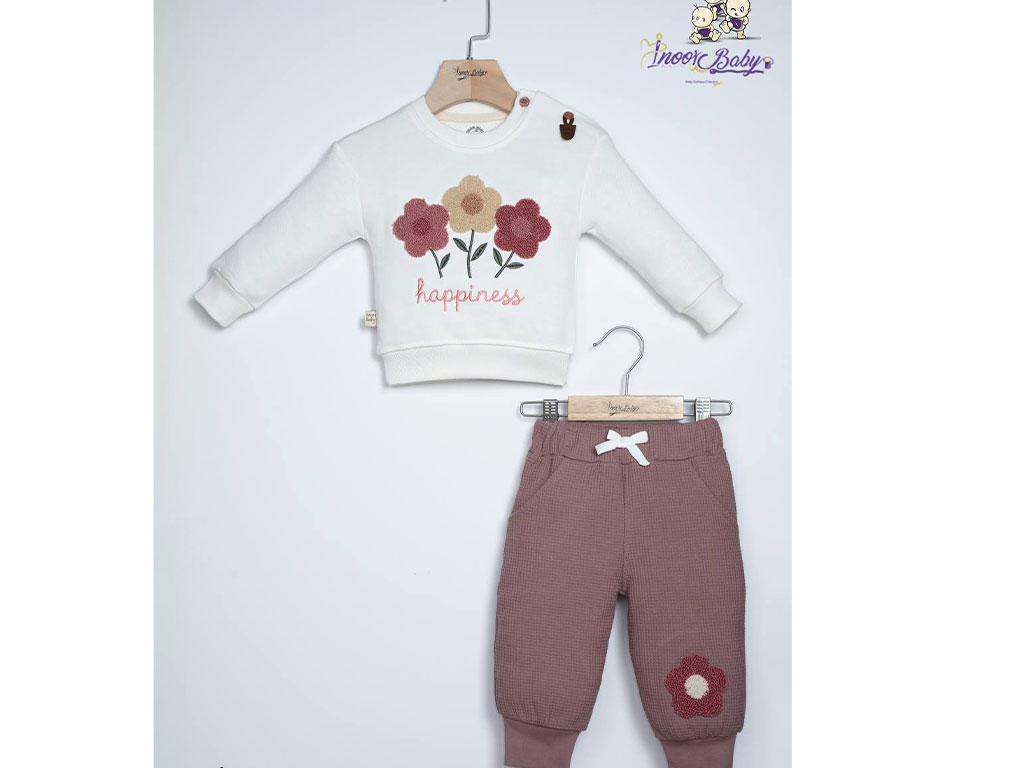 بلوز و شلوارطرح گلدوزی  سه گل آی نور بیبی inoor baby