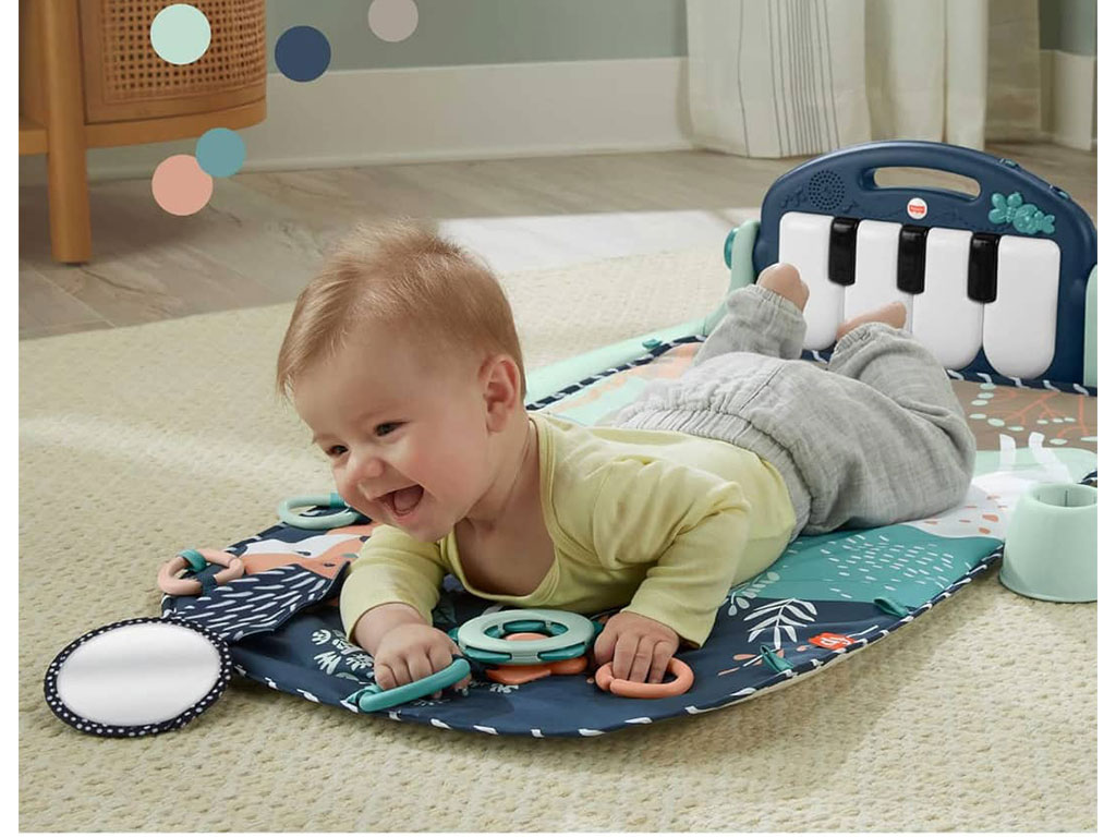 تشک بازی نوزادی موزیکال دارای پیانو طرح حیوانات و جنگل